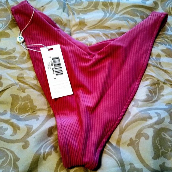 Frankies Bikinis Ribbed Bikini Bottom Color Cherub NWT Size SM - Picture 1 of 4